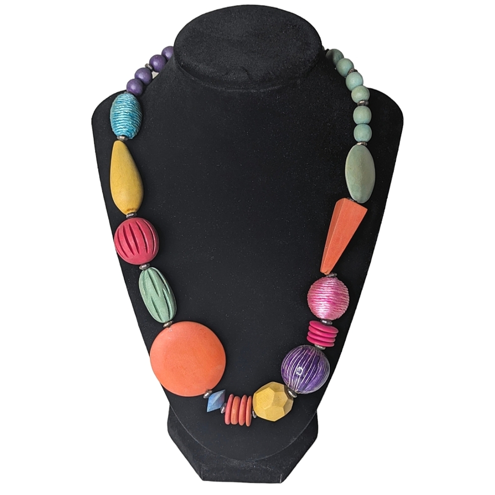 Vintage wood bead necklace Designed by Paula